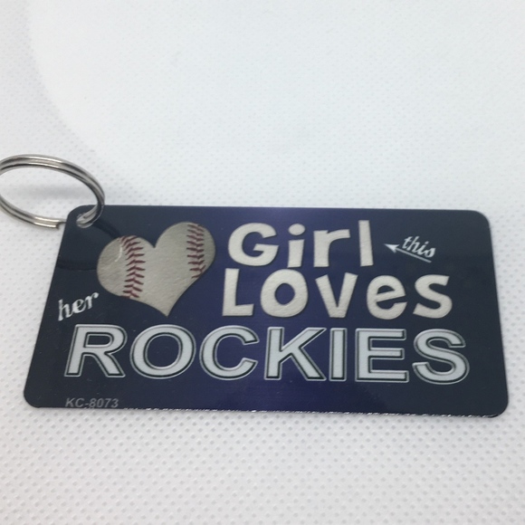 Rockies Baseball Accessories - This Girl Loves her Rockies Novelty Key Chain